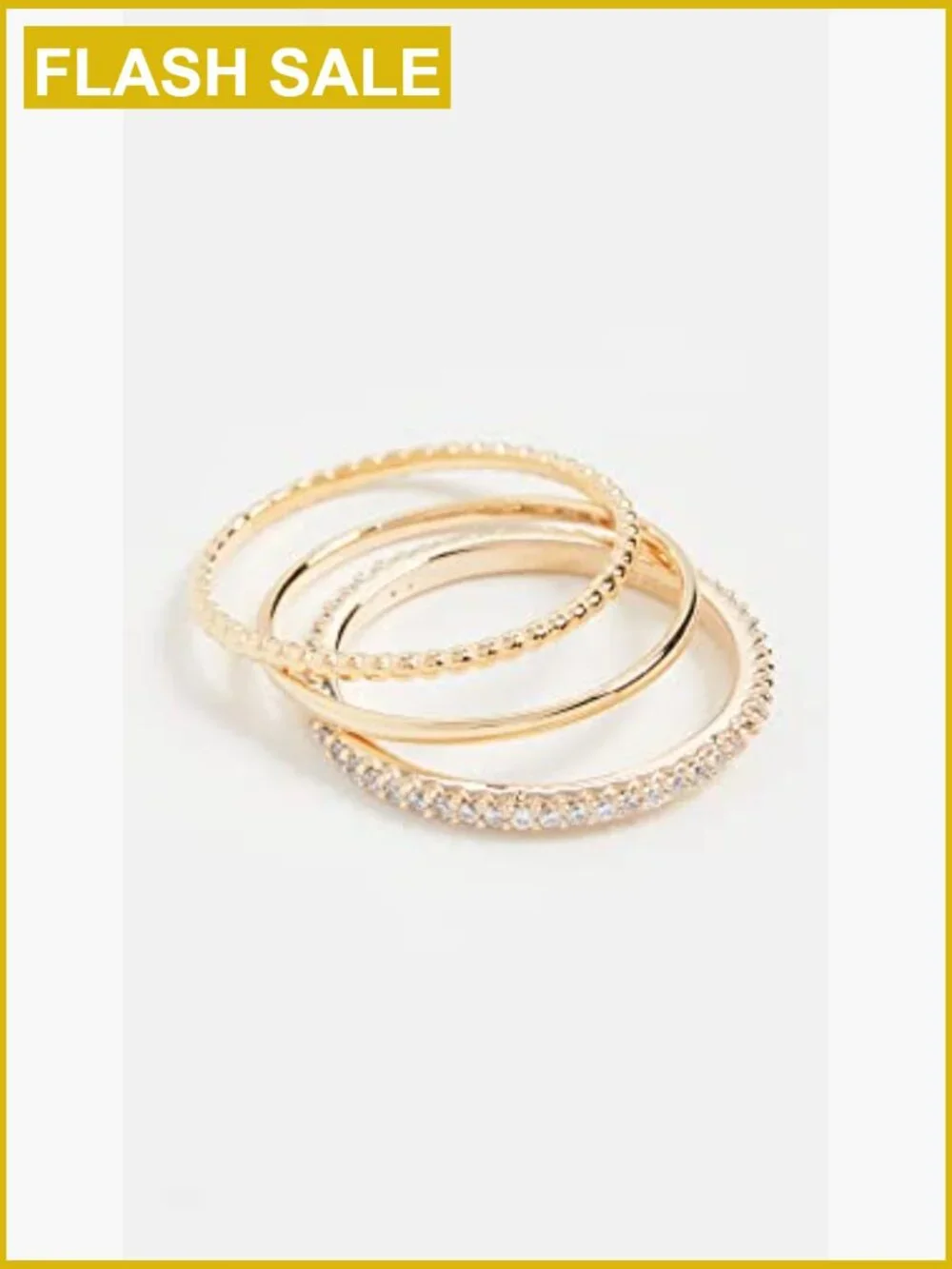 Stackable Ring Set - 3 Pieces, Vermeil & CZ, Size 6